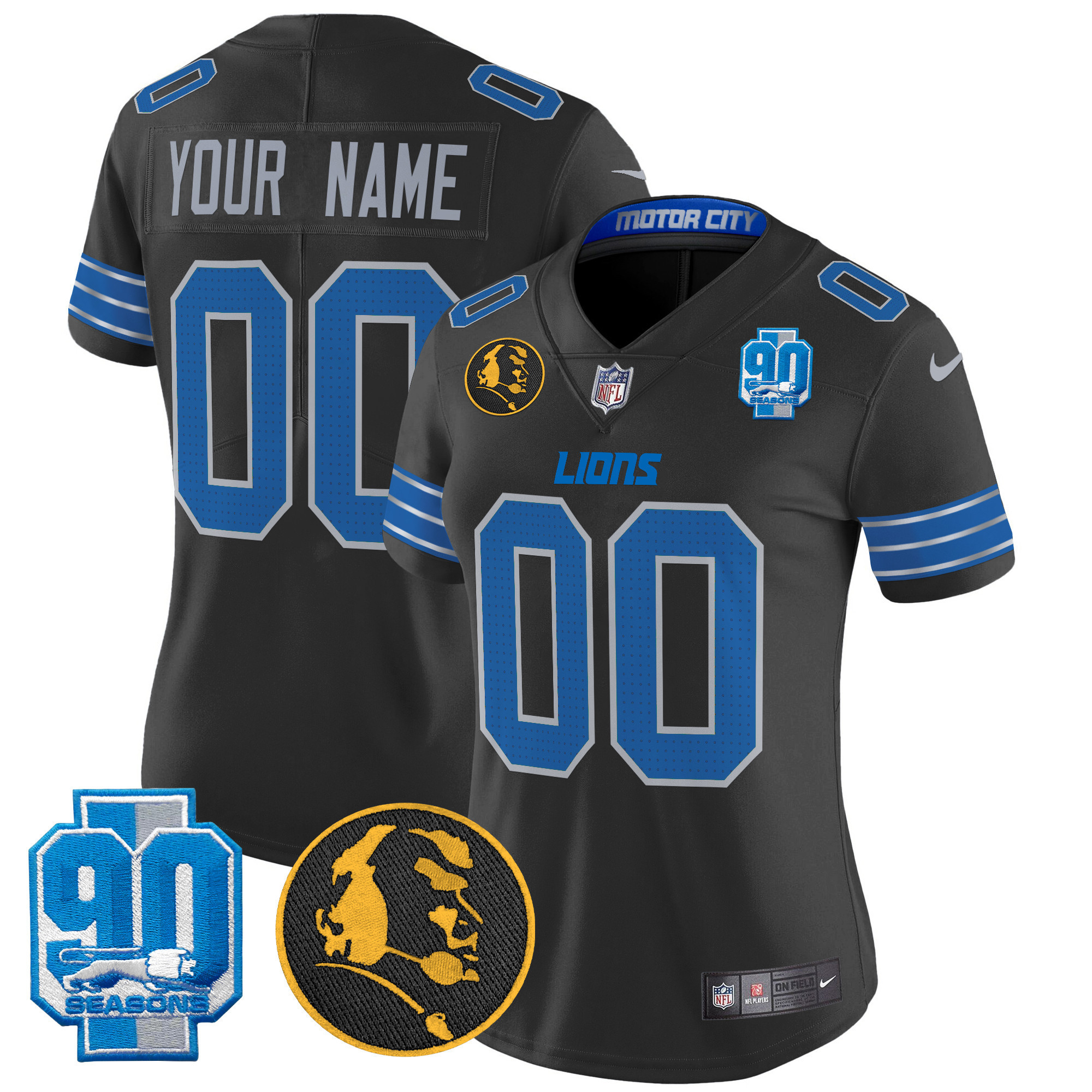 Detroit Lions 2024 90th & John Madden Patch Vapor Limited Custom Jersey - All Stitched - Image 8