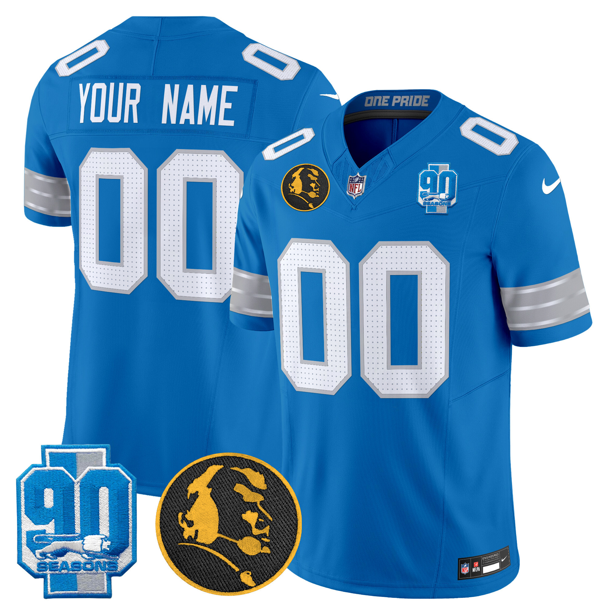 Detroit Lions 2024 90th & John Madden Patch Vapor Limited Custom Jersey - All Stitched - Image 4