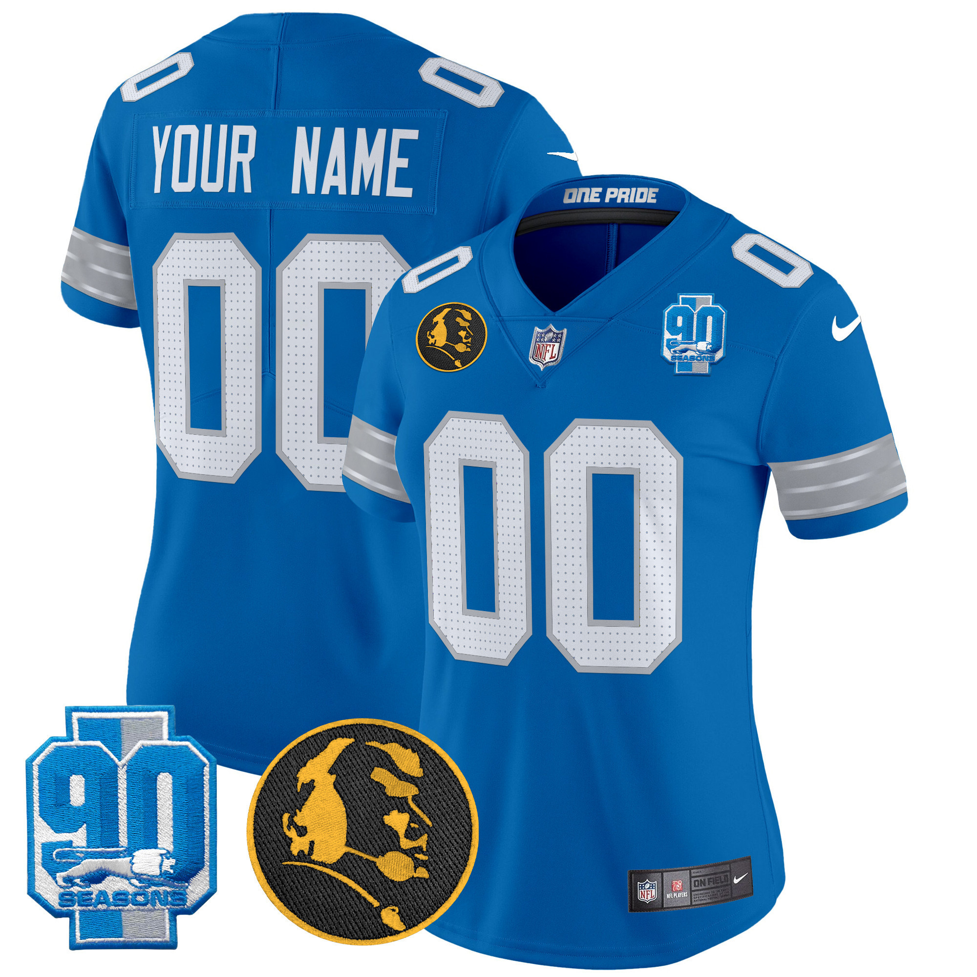 Detroit Lions 2024 90th & John Madden Patch Vapor Limited Custom Jersey - All Stitched - Image 10
