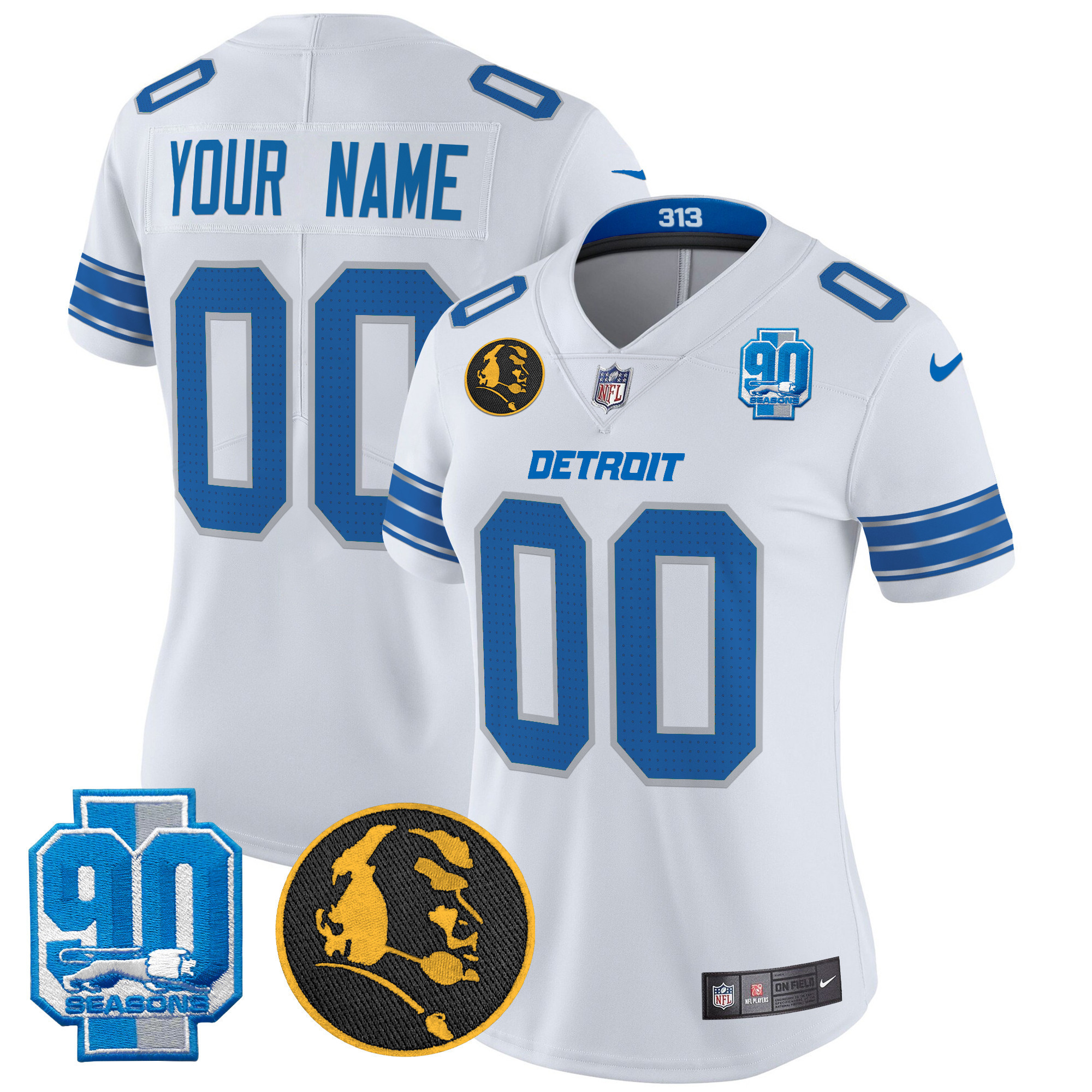 Detroit Lions 2024 90th & John Madden Patch Vapor Limited Custom Jersey - All Stitched - Image 9
