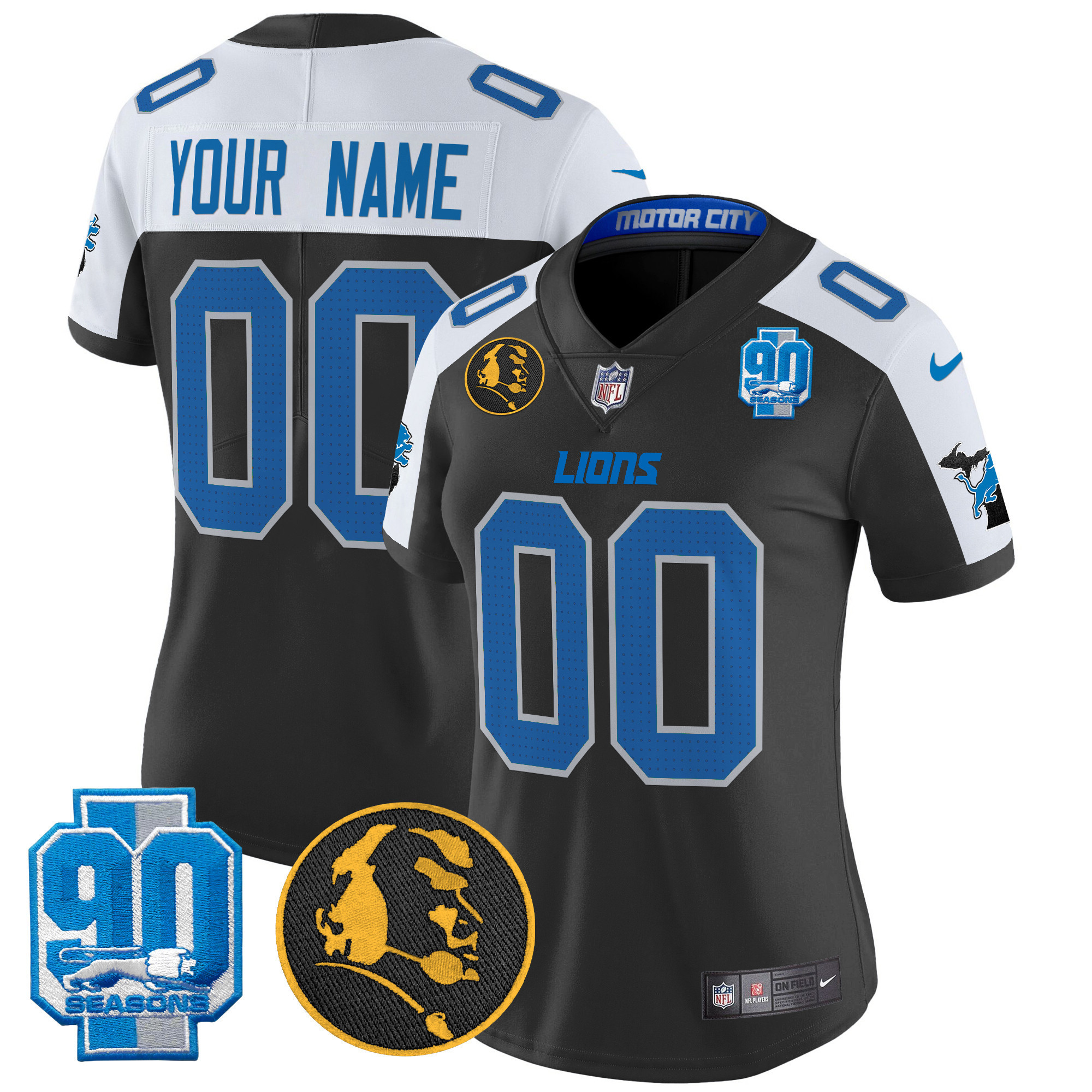 Detroit Lions 2024 90th & John Madden Patch Vapor Limited Custom Jersey - All Stitched - Image 7