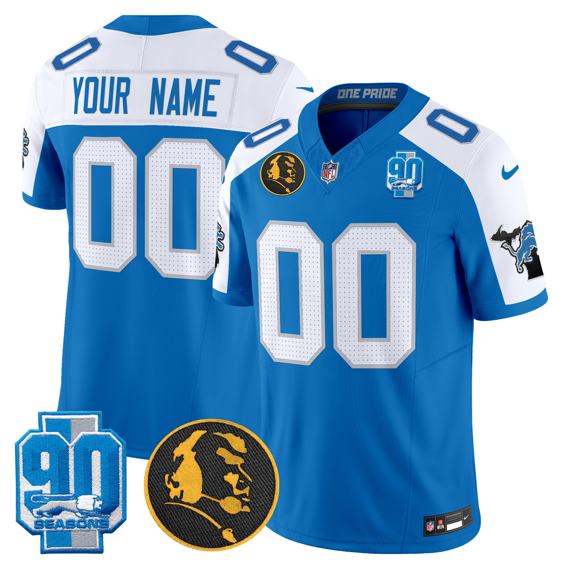 Detroit Lions 2024 90th & John Madden Patch Vapor Limited Custom Jersey - All Stitched - Image 6