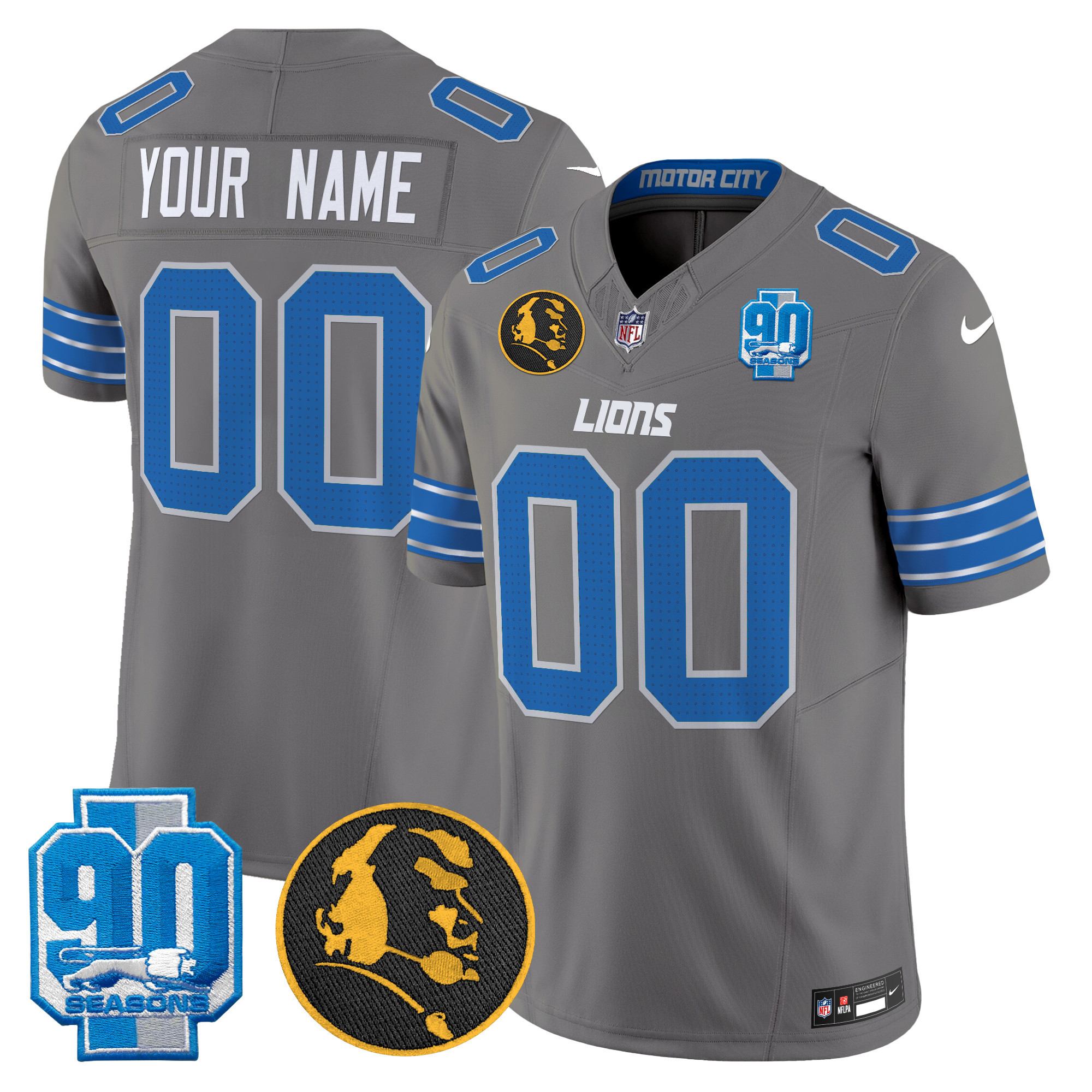 Detroit Lions 2024 90th & John Madden Patch Vapor Limited Custom Jersey - All Stitched - Image 5