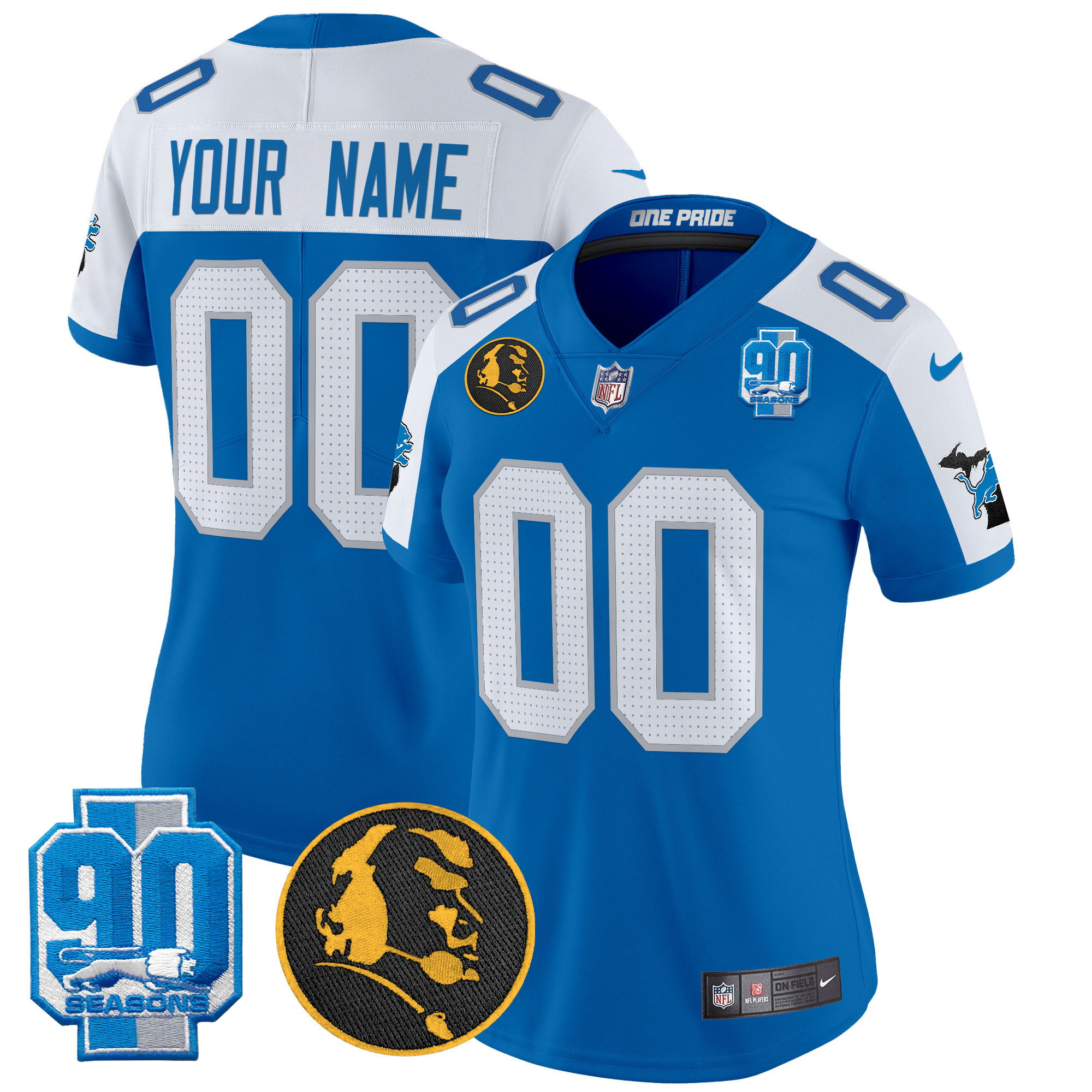 Detroit Lions 2024 90th & John Madden Patch Vapor Limited Custom Jersey - All Stitched - Image 12