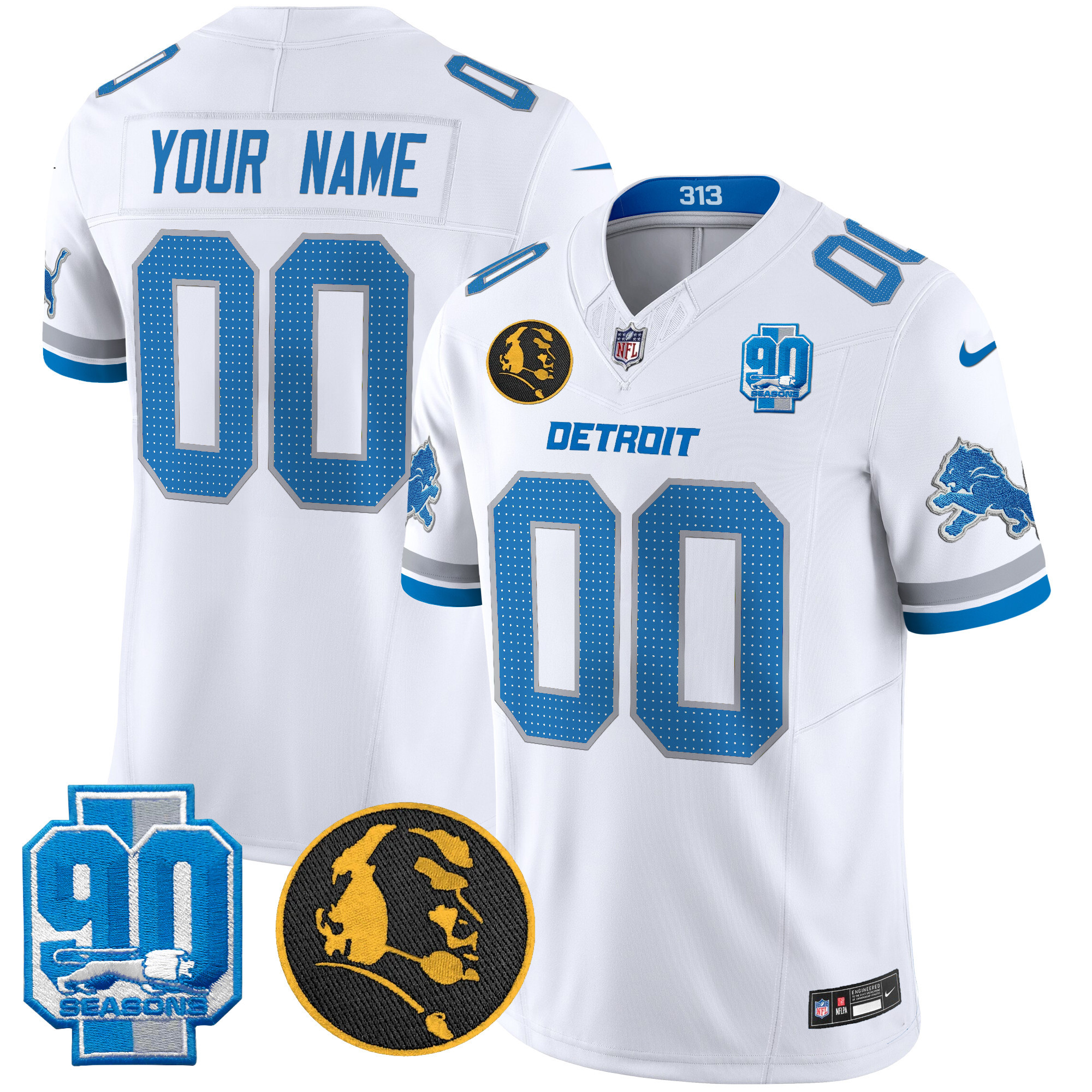 Detroit Lions 2024 90th & John Madden Patch Vapor Limited Custom Jersey V2 - All Stitched - Image 4