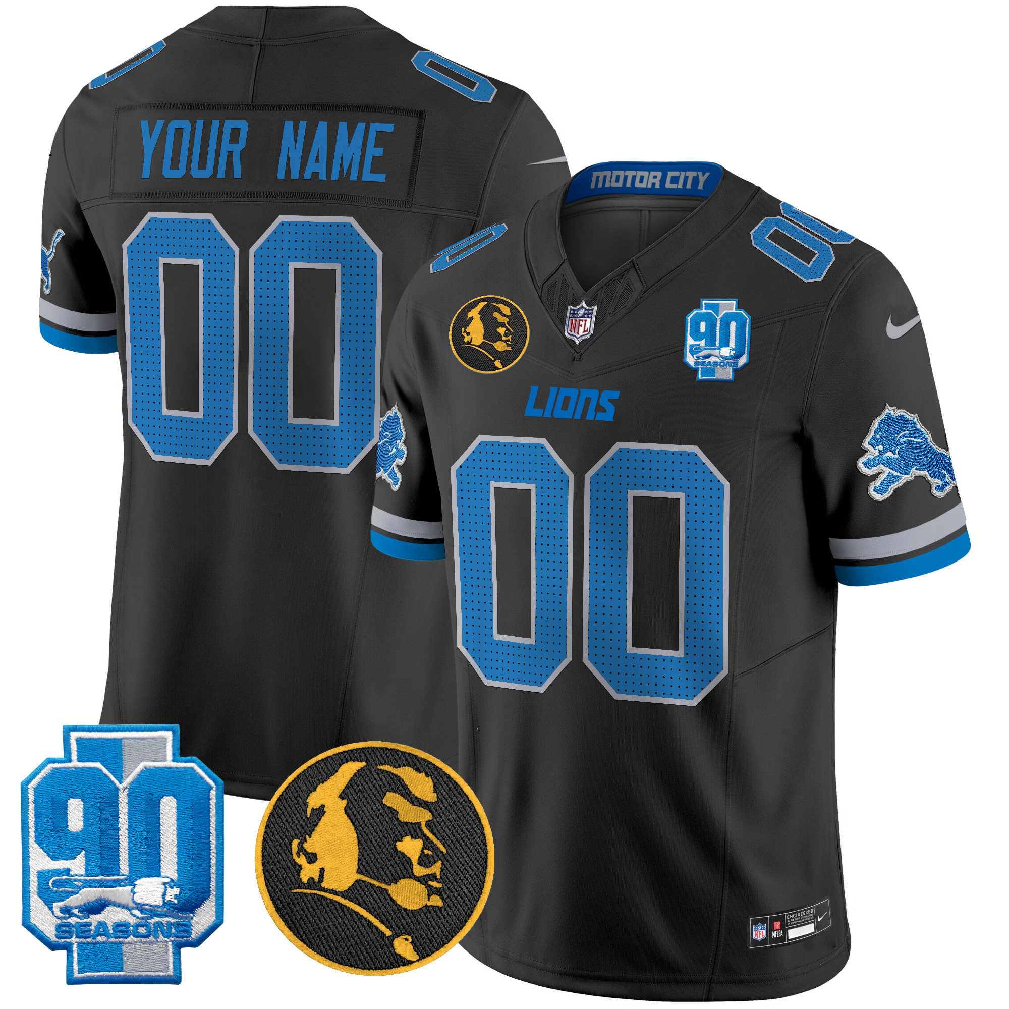 Detroit Lions 2024 90th & John Madden Patch Vapor Limited Custom Jersey V2 - All Stitched - Image 2