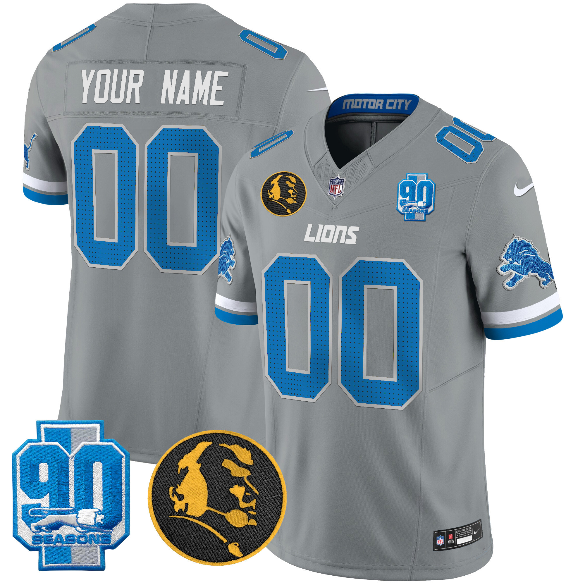 Detroit Lions 2024 90th & John Madden Patch Vapor Limited Custom Jersey V2 - All Stitched - Image 6