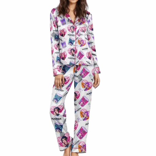 Huntrix Girls Pajamas Set – Kpop Demon Hunters Sleepwear, Rumi Zoey Mira Graphic Shirt - Image 3