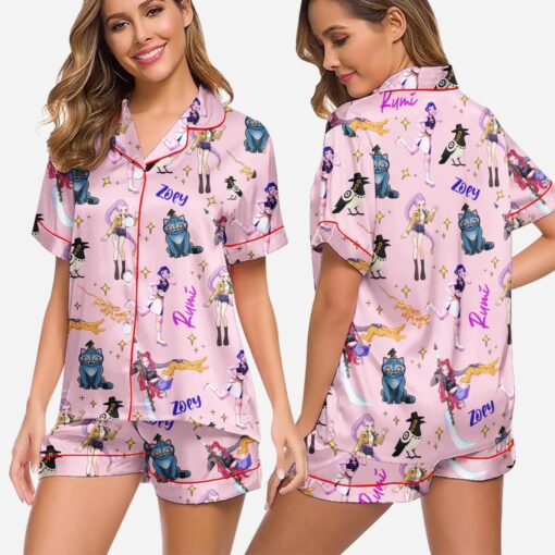 Kpop Demon Hunters Satin Pajama Set, Derpy the Tiger And Bird Sleepwear - Image 5