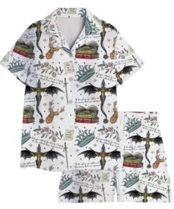 Alternative view of Fantasy Reader Doodle Satin Pajama Set For Women