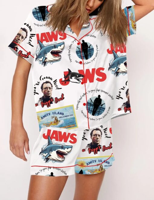 Women's Jaws Captain Quint Chief Brody Amity Island Satin Pajama Set - Image 3