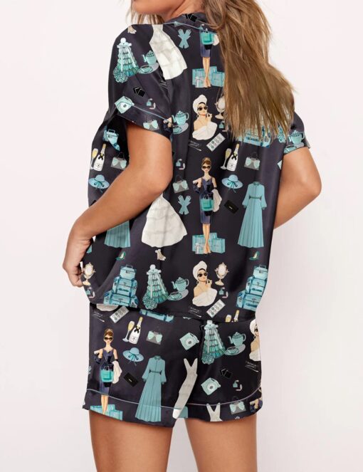 Breakfast At Tiffany's Print Satin Pajama Set - Image 9