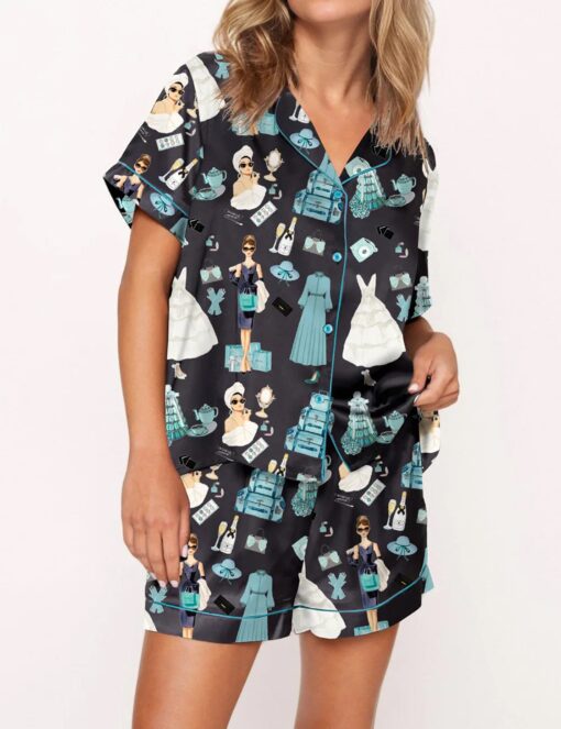 Breakfast At Tiffany's Print Satin Pajama Set - Image 8