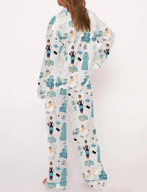 Breakfast At Tiffany's Print Satin Pajama Set - Image 6