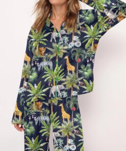 Alternative view of Safari Animal Satin Pajama Set For Women
