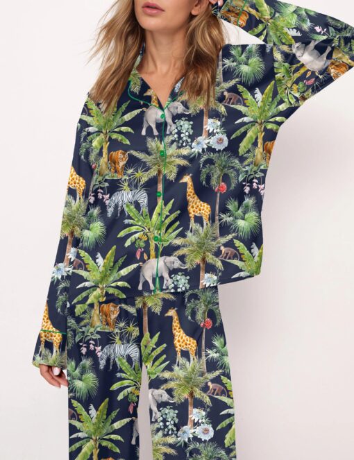 Safari Animal Satin Pajama Set For Women - Image 2