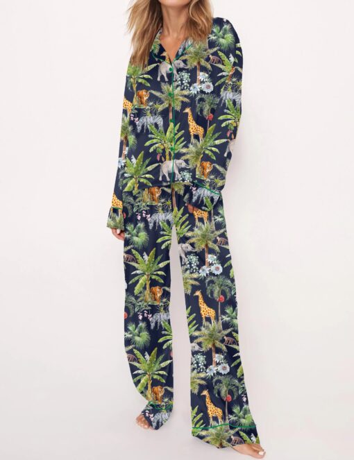 Safari Animal Satin Pajama Set For Women - Image 5