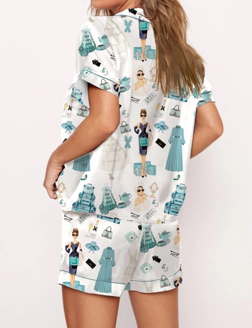 Breakfast At Tiffany's Print Satin Pajama Set - Image 3