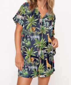 Safari Animal Satin Pajama Set For Women