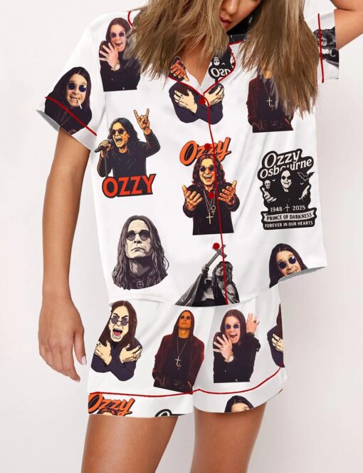 Women's Ozzy Osbourne The Prince of Darkness Memorial Remembrance Satin Pajama Set - Image 3