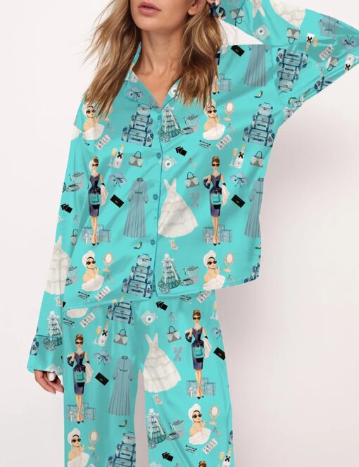 Breakfast At Tiffany's Print Satin Pajama Set - Image 16