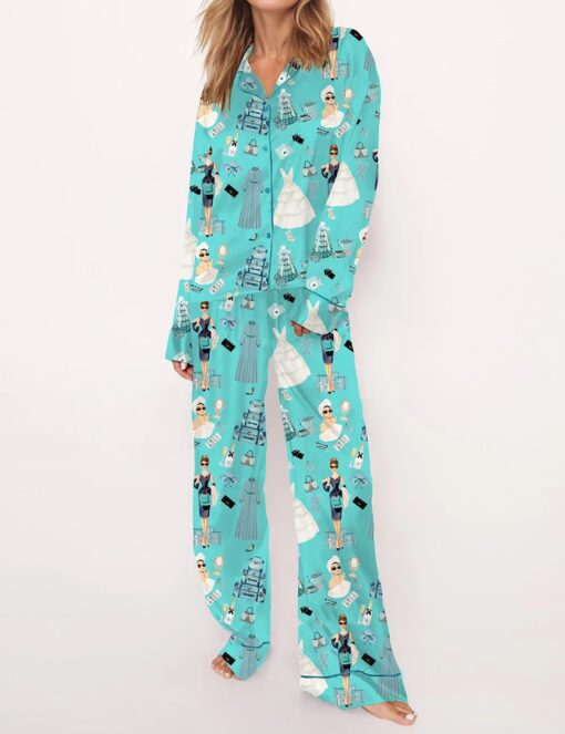 Breakfast At Tiffany's Print Satin Pajama Set - Image 17
