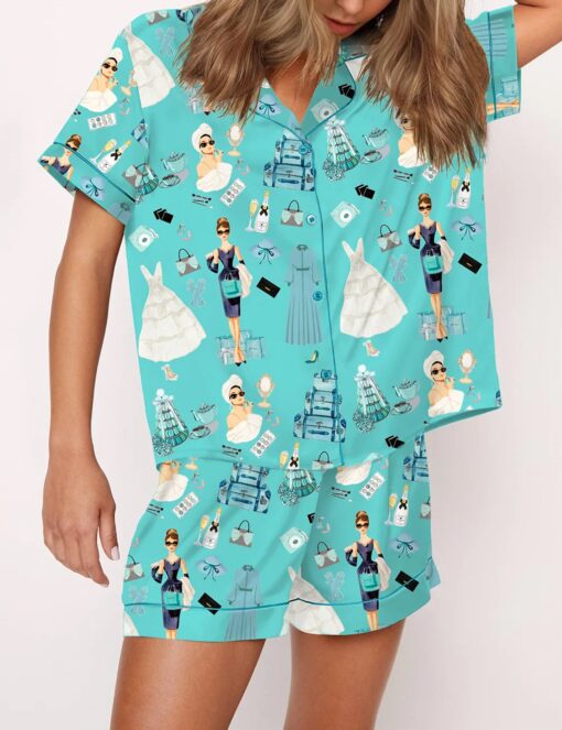 Breakfast At Tiffany's Print Satin Pajama Set - Image 13