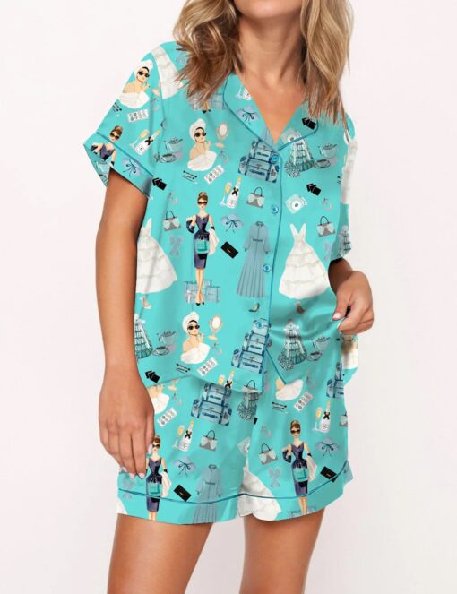Breakfast At Tiffany's Print Satin Pajama Set - Image 15
