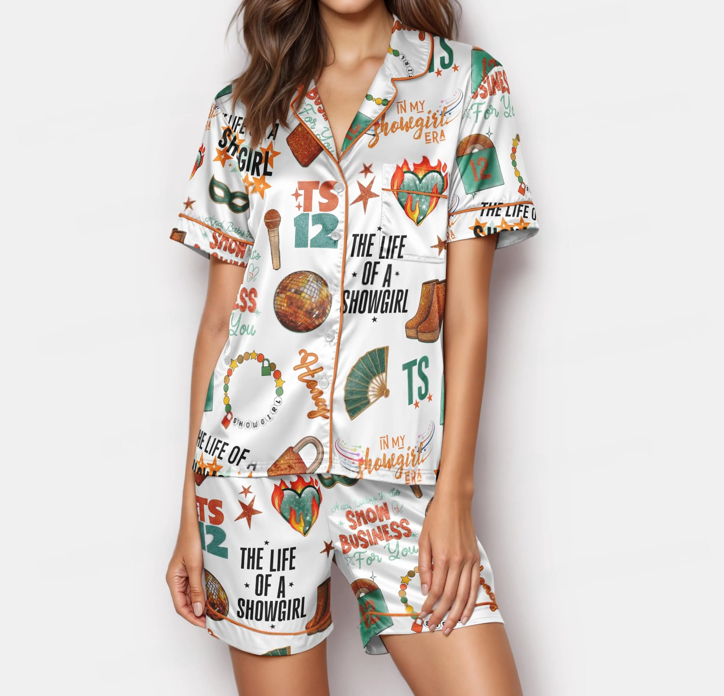 Life of a Showgirl Bracelet Silk Satin Pajamas Set For Women