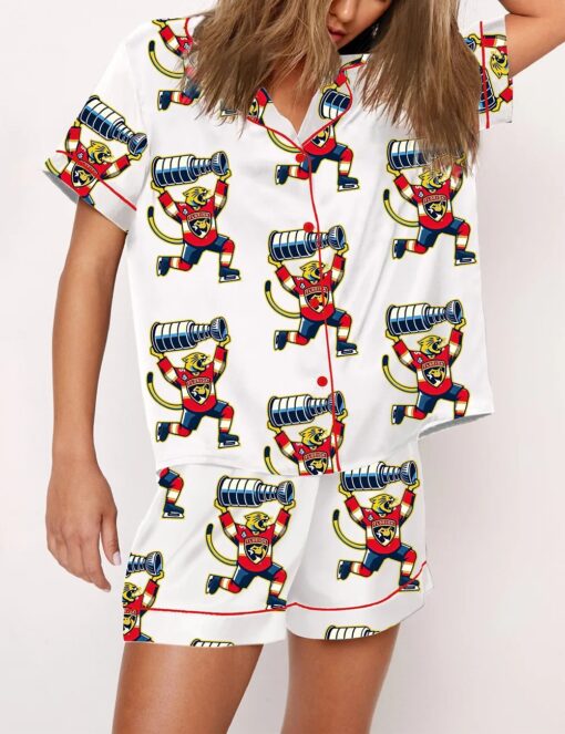 Women's America Hockey Florida Panthers Stanley Cup Champion Satin Pajama Set - Image 2
