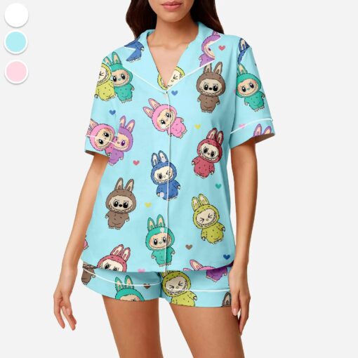 Labubu Horror Pajamas Set, Horror Character Pajamas, Button Up Sleepwear, Cozy Outfit for Horror Fans, Spooky Gifts for Men, Labubu Merch - Image 6
