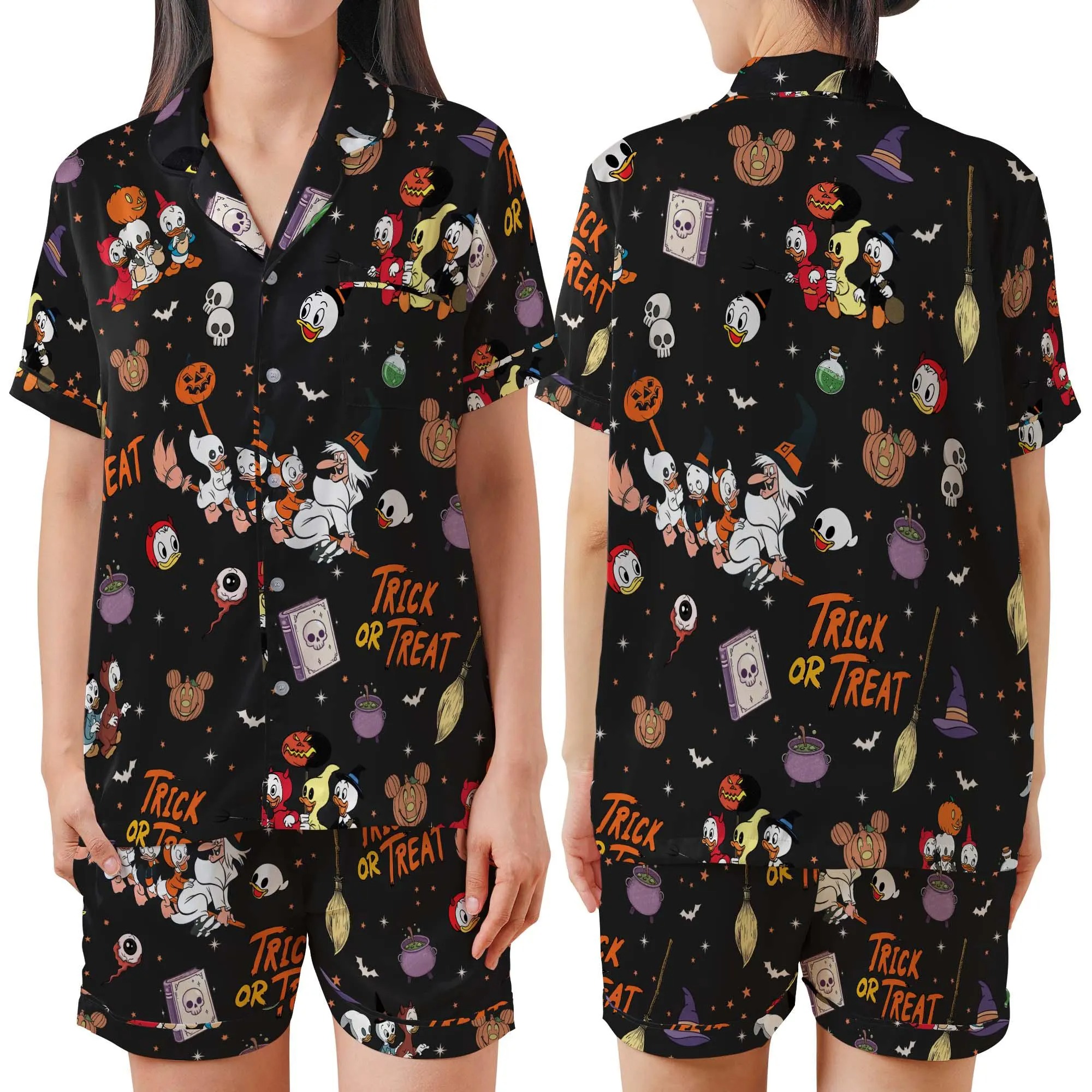 Trick Or Treat Disney Halloween Satin Pajamas Set