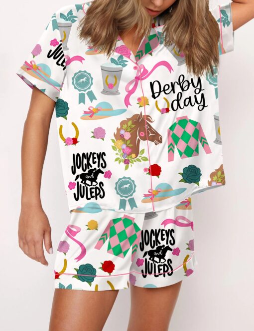 Kentucky Derby Satin Pajama Set For Women - Image 2