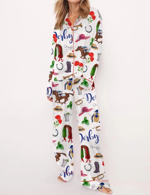 Kentucky Derby Party Satin Pajama Set For Women - Image 2