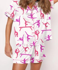 Gymnast Poses Satin Pajama Set