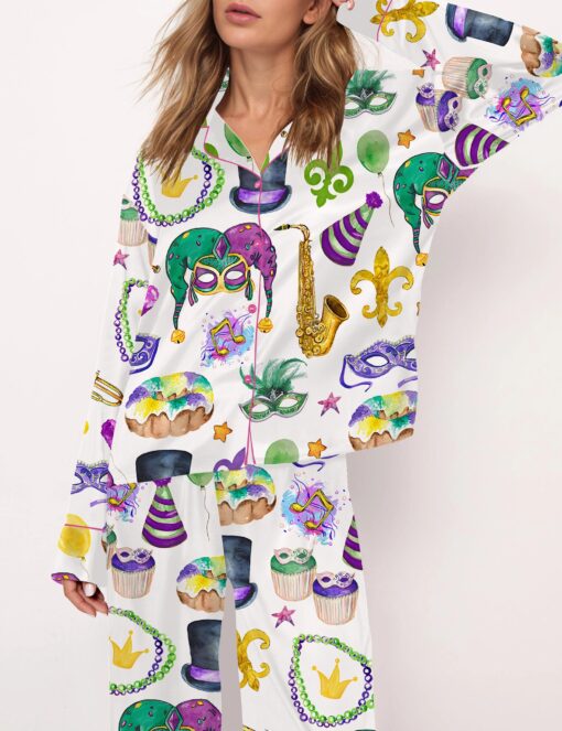 Mardi Gras Satin Pajama Set For Women - Image 7