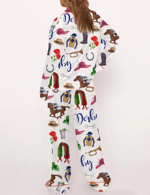 Kentucky Derby Party Satin Pajama Set For Women - Image 4