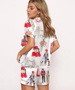 Alternative view of London Travel Watercolor Satin Pajama Set For Women