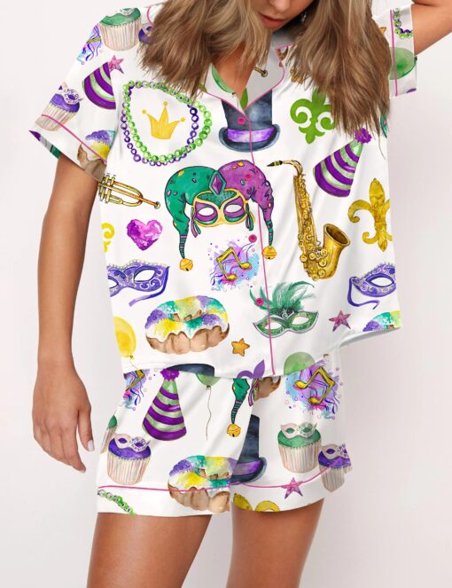 Mardi Gras Satin Pajama Set For Women - Image 3