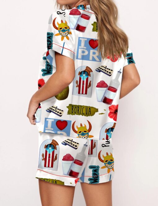 Puerto Rico Travel Satin Pajama Set For Women - Image 3
