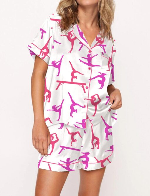 Gymnast Poses Satin Pajama Set - Image 3