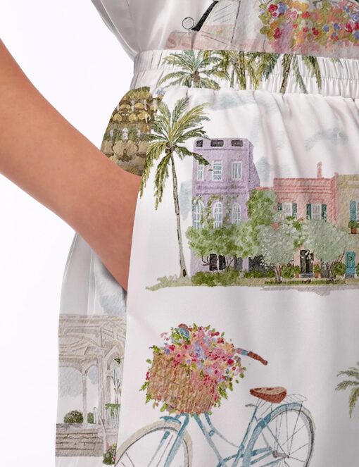 Watercolor Charleston Satin Pajama Set For Women - Image 3