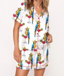 Parrot Margarita Silky Satin Pajama Set For Women