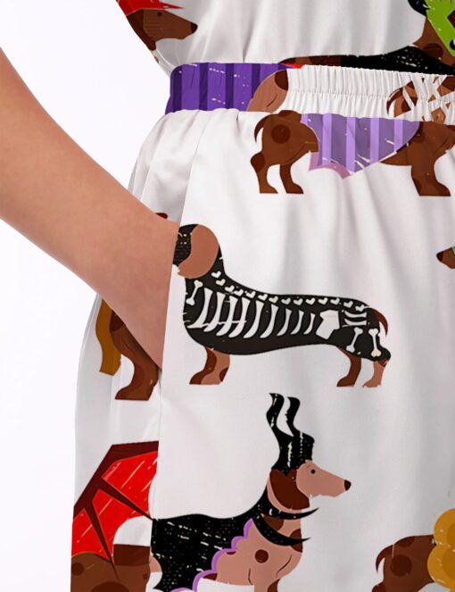 Halloween Dachshund Silky Satin Pajama Set For Women - Image 3
