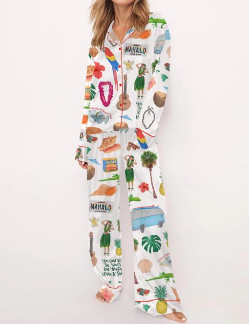 Hawaii Planner Satin Pajama Set For Women - Image 4