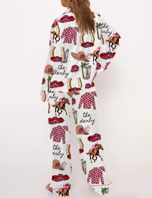 Kentucky Derby Party Satin Pajama Set For Women - Image 3