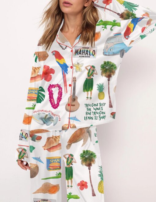 Hawaii Planner Satin Pajama Set For Women - Image 6