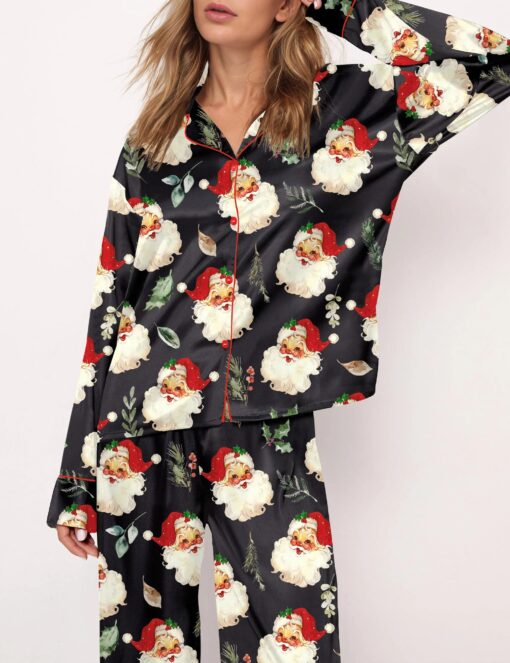 Vintage Santa Silky Satin Pajama Set For Women - Image 7