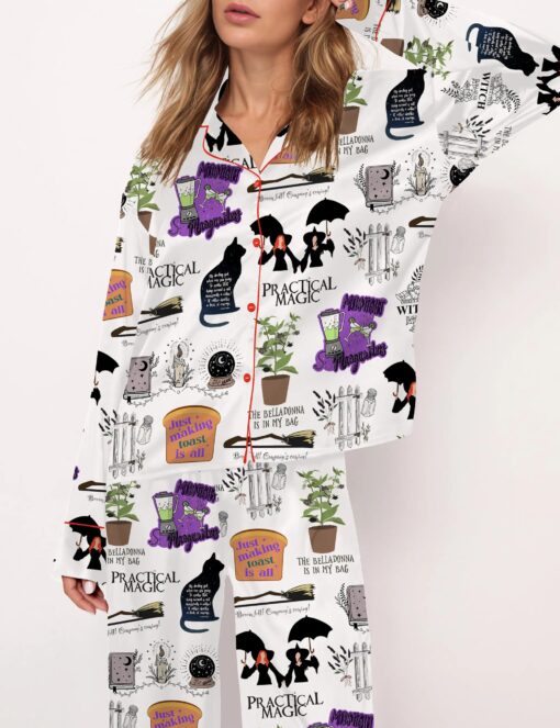 Practical Magic Witches Silky Satin Pajama Set For Women - Image 5