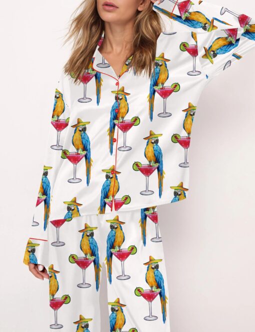 Parrot Margarita Silky Satin Pajama Set For Women - Image 5